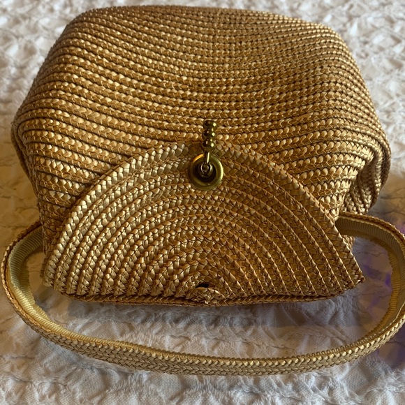 Vintage Brass Handle Mini Straw Bag - Picture 12 of 16